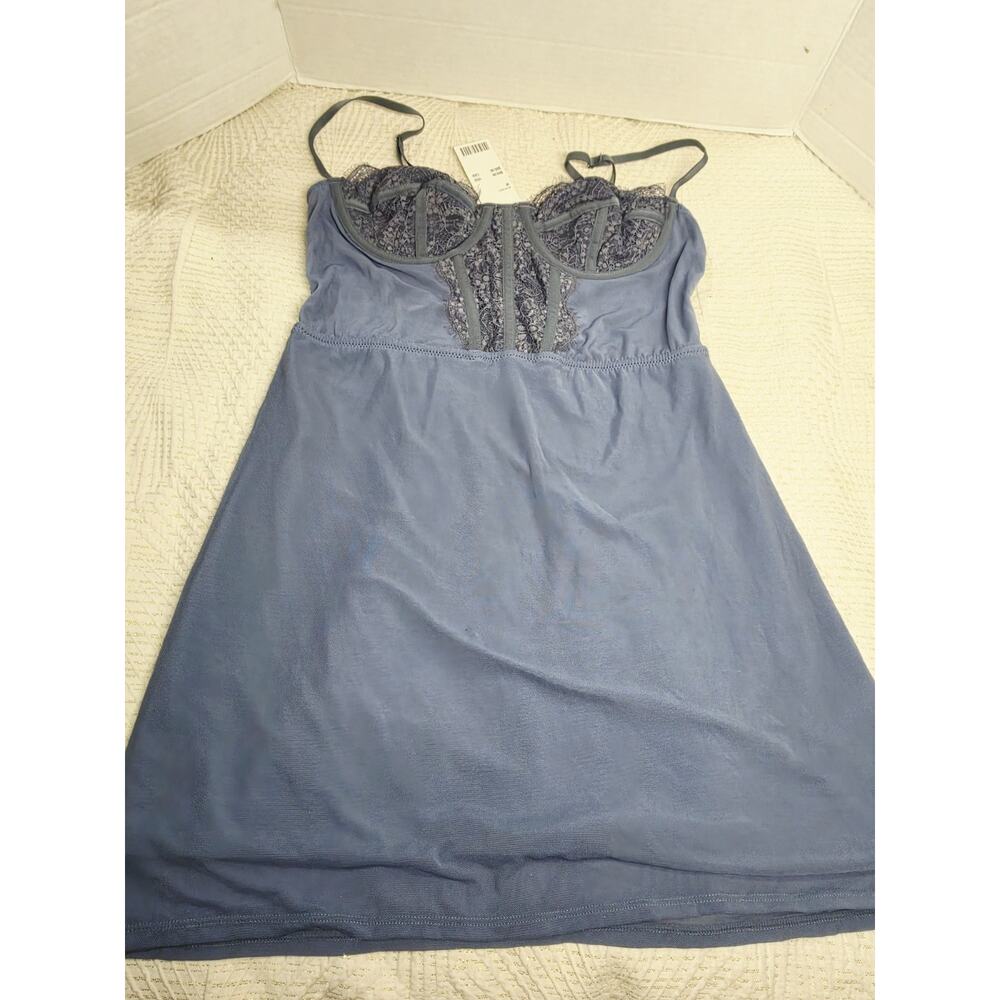 New Urban Outfitters Brenna Bustier Mini Dress in Periwinkle Blue Babydoll Sexy - Picture 10 of 13